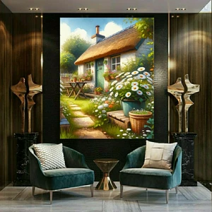 پوستر طرح مخمل کلبه مدل باغچه گل کد AR303325