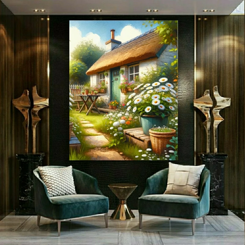  پوستر طرح مخمل کلبه مدل باغچه گل کد AR303325