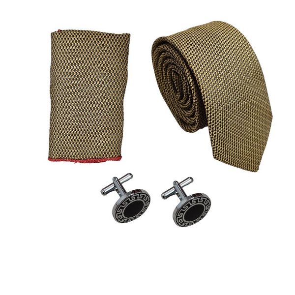 ست کراوات و دستمال جیب و دکمه سردست مردانه مدل WF-204