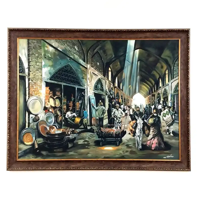 تابلو نقاشی رنگ روغن طرح بازار