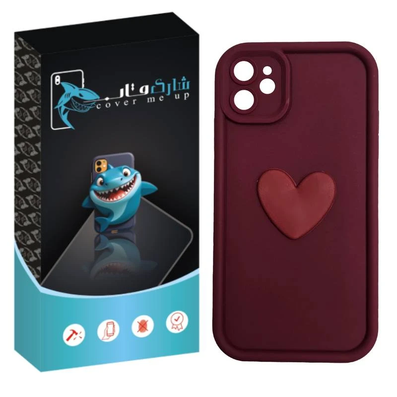 کاور شارک قاب مدل سیلیکونی سولید طرح قلب مناسب برای گوشی موبایل اپل  iPhone 12