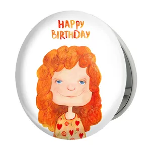 آینه جیبی خندالو طرح دخترونه مدل تاشو کد 6103 