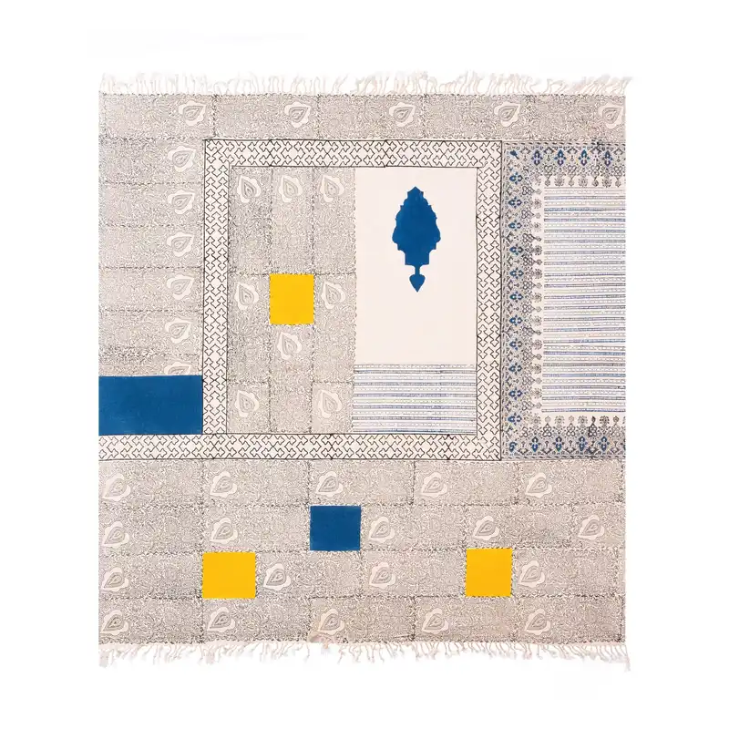 رومیزی چاپ دستی مدل کاشی ایلخانی