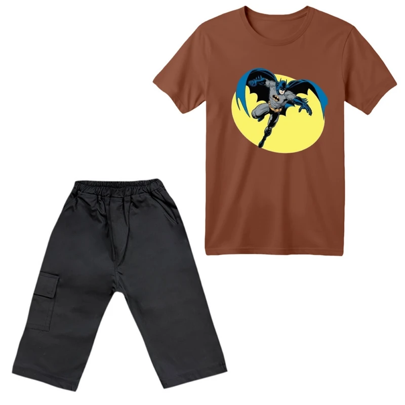 ست تی‌شرت آستین کوتاه و شلوارک پسرانه مدل بتمن کد ۲۴