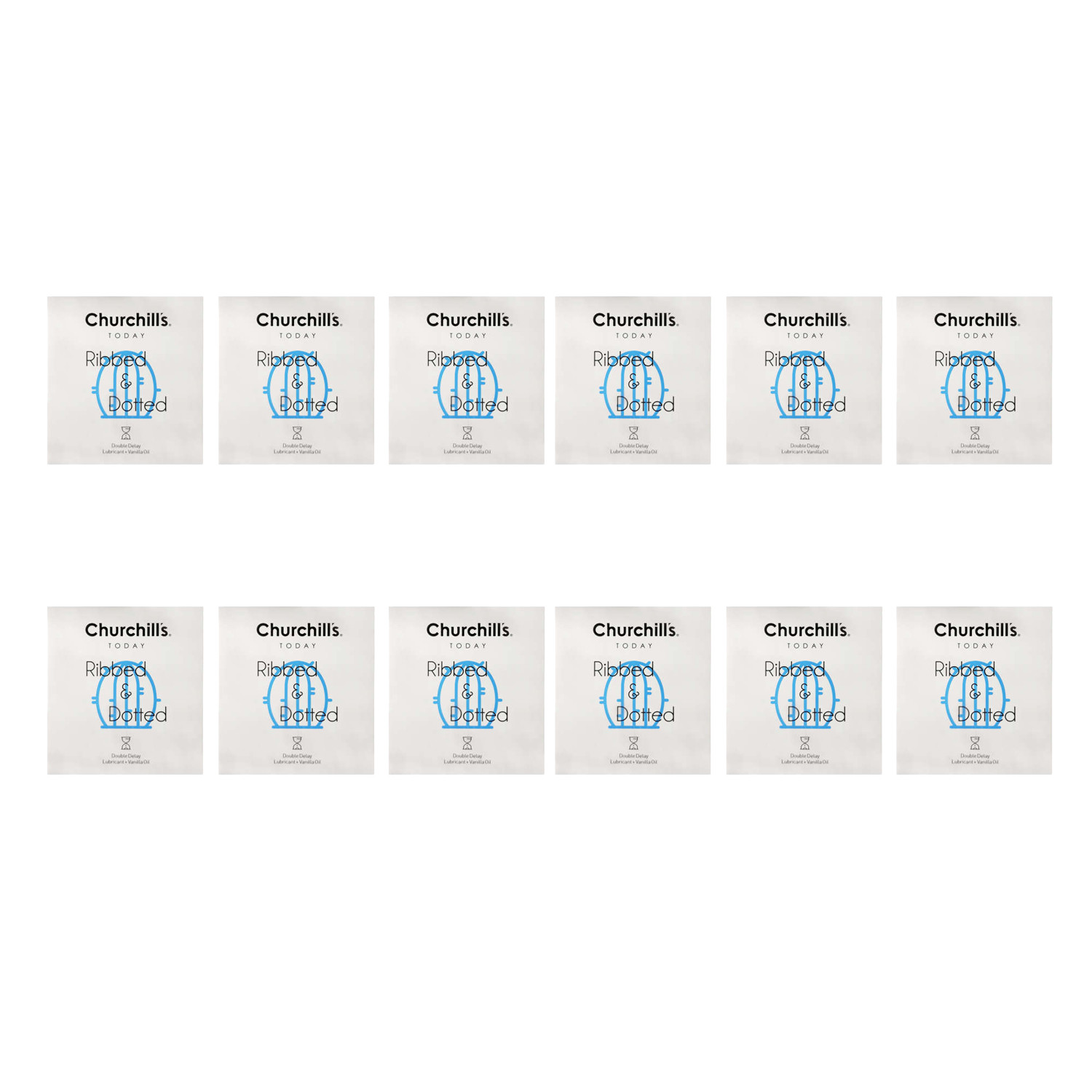 کاندوم چرچیلز مدل Ribbed & Dotted مجموعه 12 عددی