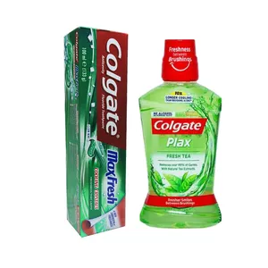 خمیر دندان کلگیت مدل Max Fresh حجم 100 میلی لیتر به همراه دهانشویه کلگیت مدل PLAX حجم 250 میلی لیتر