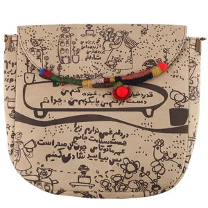 کیف رودوشی پارچه ای گالری مرغک مدل نیم دایره طرح شعر نوشته کد 184047