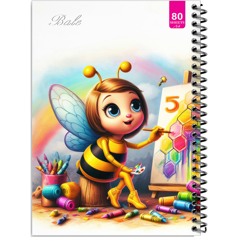 دفتر نقاشی 80 برگ بله مدل رحلی طرح فانتزی زنبور هنرمند کد A4-M159