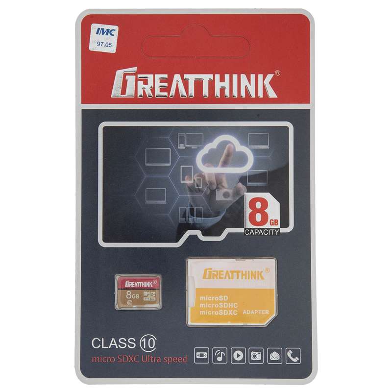 کارت حافظه microSDHC گریت سینک مدل A001 کلاس 10 استاندارد UHS-I سرعت 30MBps ظرفیت 8 گیگابایت به همراه آداپتور SD کارت حافظه microSDHC گریت سینک مدل A001 کلاس 10 استاندارد UHS-I سرعت 30MBps ظرفیت 8 گیگابایت به همراه آداپتور SD