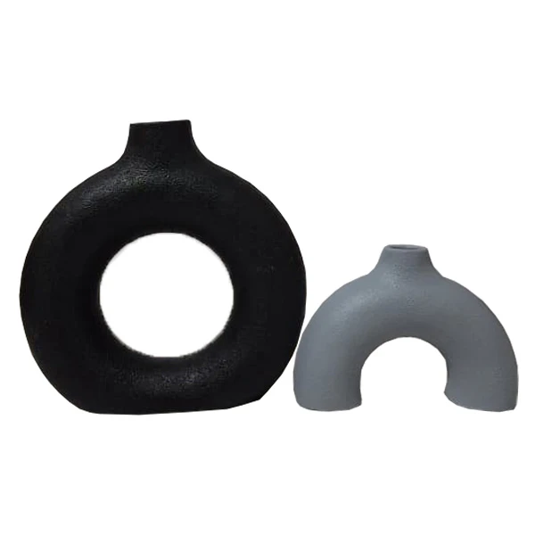 گلدان دکوری مدل دونات و نیم دونات تکسچری مجموعه دو عددی