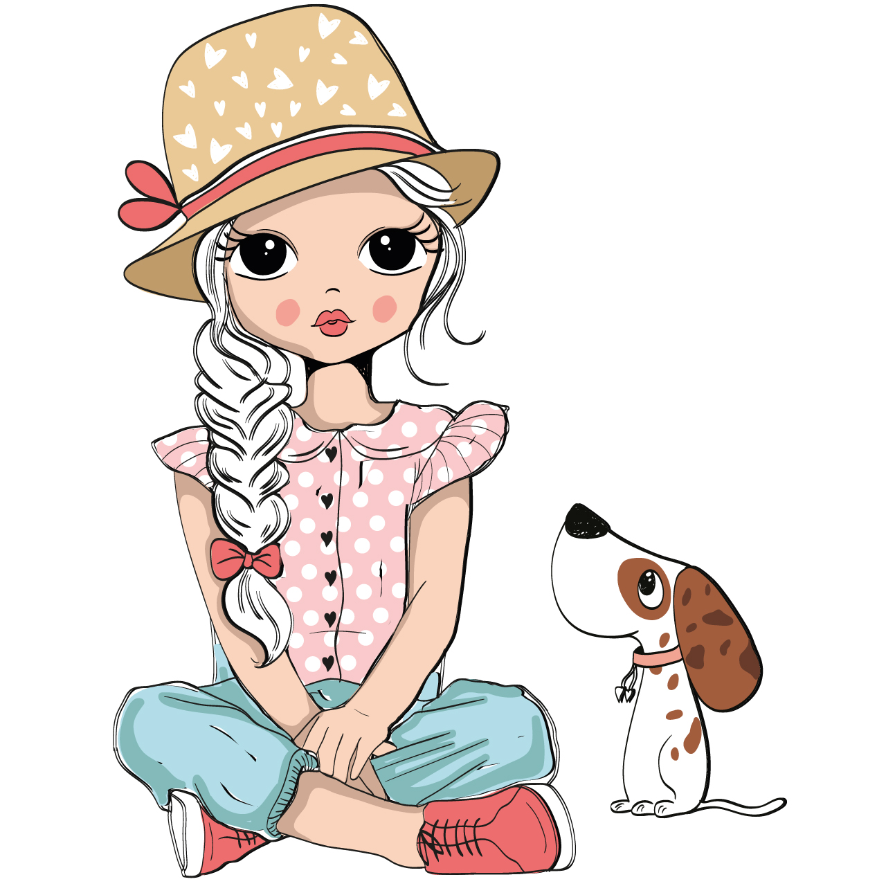 استیکر چوبی باروچین طرح Girl and lovely dog