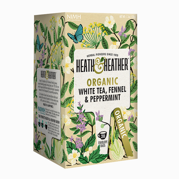 چای سفیدهیت و هیتر مدل White Tea Fennel Peppermint بسته 20 عددی