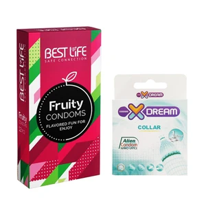 کاندوم بست لایف مدل Fruity بسته 12 عددی به همراه کاندوم ایکس دریم مدل Collar