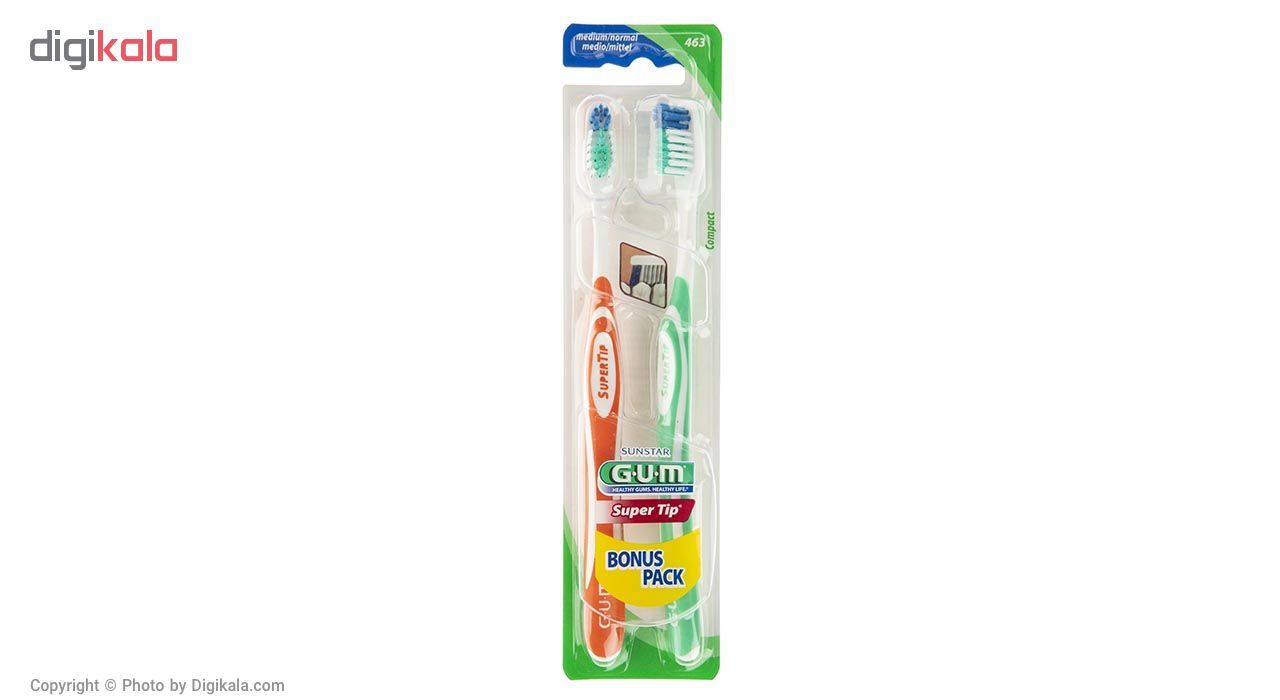 مسواک جی یو ام سری Super Tip مدل Bunus با برس متوسط بسته دو عددی -  - 2