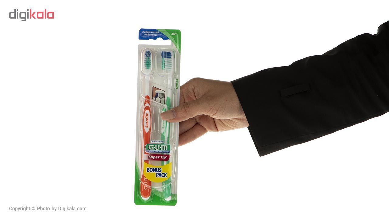 مسواک جی یو ام سری Super Tip مدل Bunus با برس متوسط بسته دو عددی -  - 4