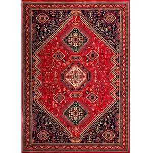 فرش ماشینی 700 شانه فرش بزرگمهر زمینه قرمز لاکی حاشیه لاکی مدل ۷۸۱۴۹