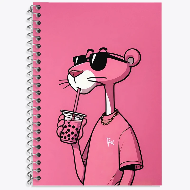 دفتر نت موسیقی 50 برگ خندالو طرح پلنگ صورتی کد N2498