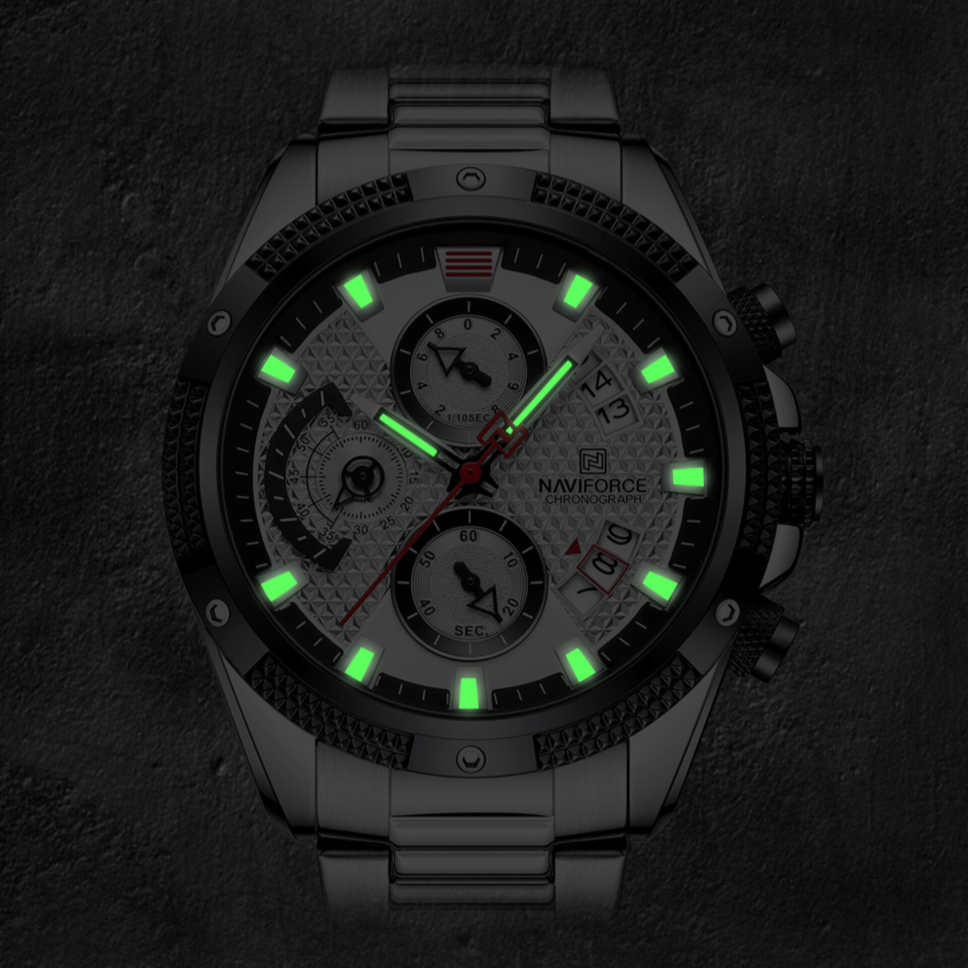 ساعت مچی عقربهای مردانه نیوی فورس مدل سه موتوره کرنوگراف NF8021-S/W ساعت مچی عقربهای مردانه نیوی فورس مدل سه موتوره کرنوگراف NF8021-S/W