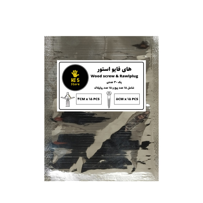پیچ و رولپلاک پروانه ای های فایو استور مدل HI5 SR-4CM بسته 30 عددی