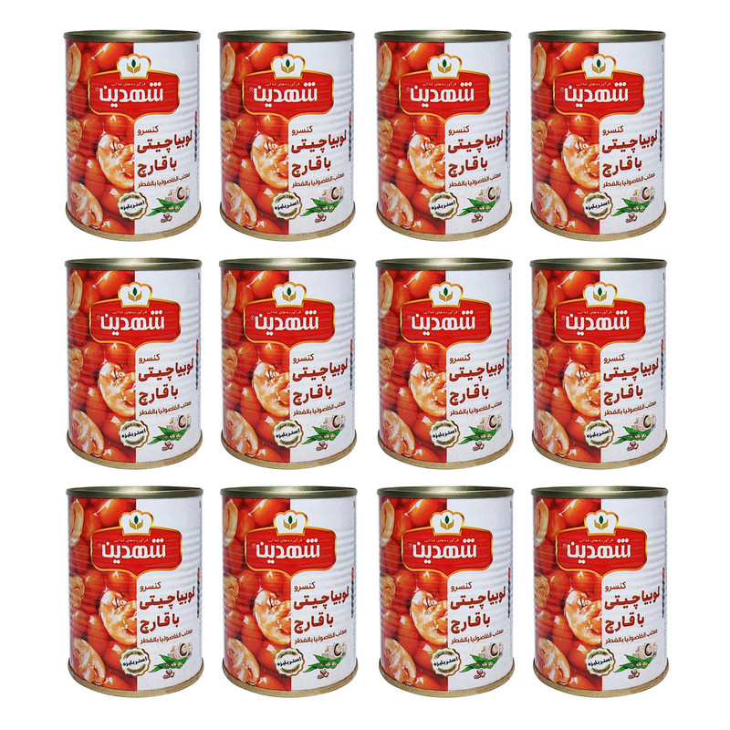  کنسرو لوبیا چیتی با قارچ شهدین - 370 گرم بسته 12 عددی