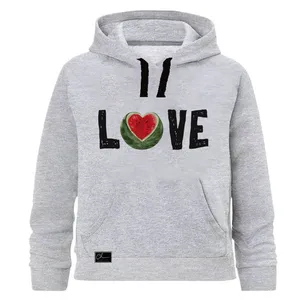 هودی دخترانه مدل LOVE کد J76 رنگ طوسی