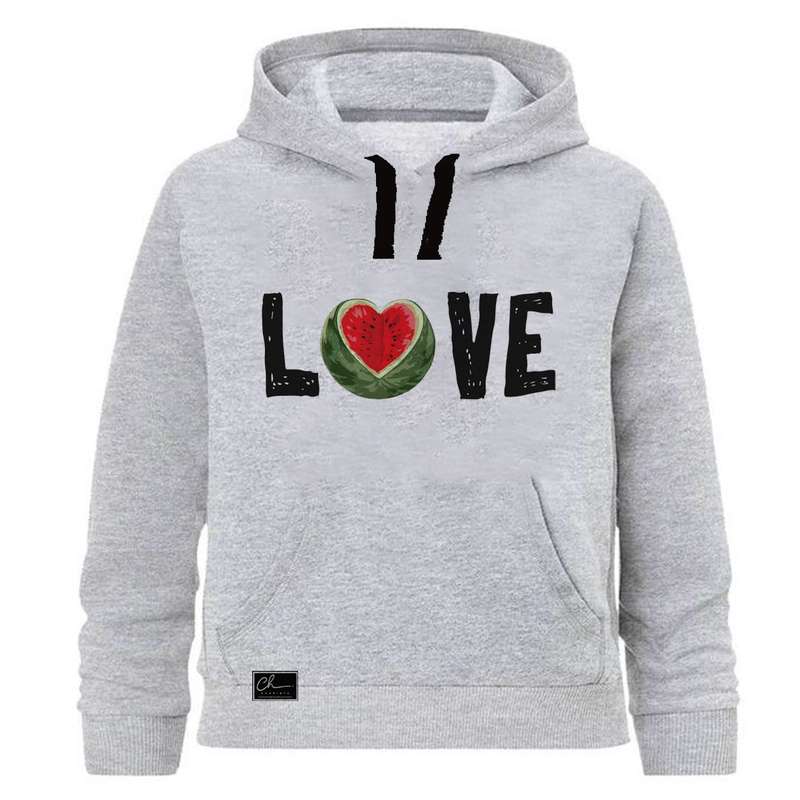 هودی دخترانه مدل LOVE کد J76 رنگ طوسی
