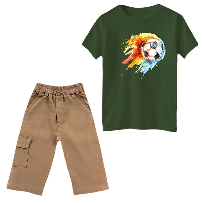 ست تی‌شرت و شلوارک پسرانه مدل فوتبال کد 1