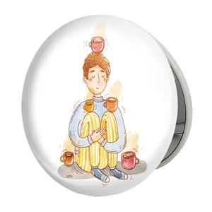 آینه جیبی خندالو طرح قهوه Coffee مدل تاشو کد 5562 