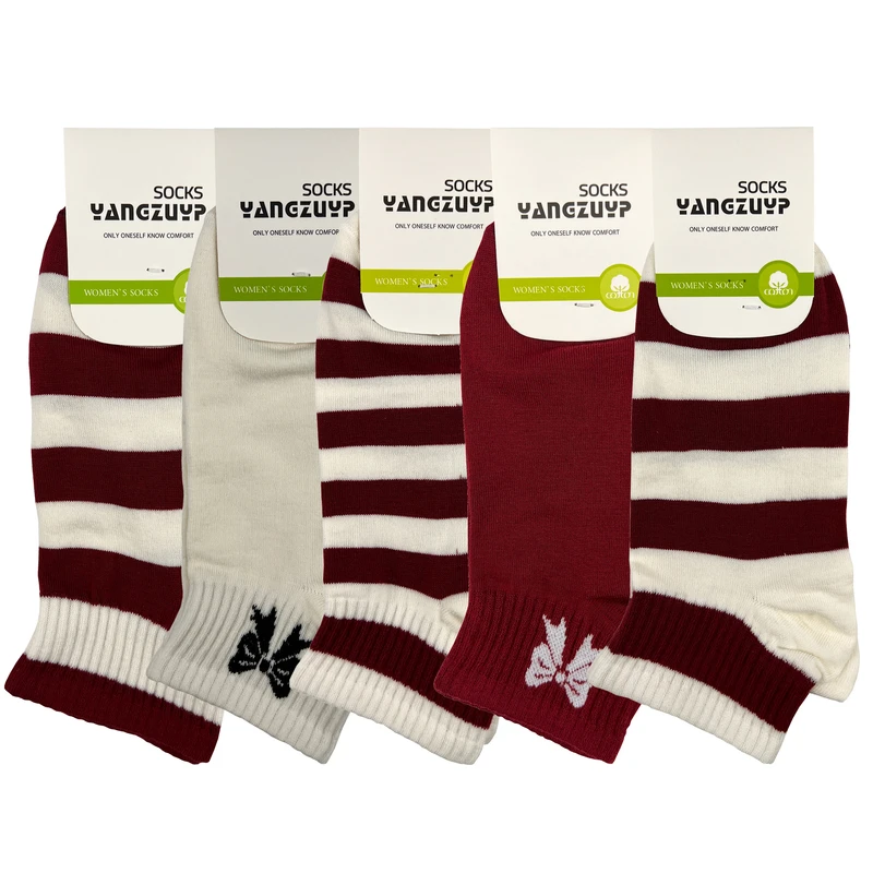 جوراب ساق کوتاه زنانه مدل پاپیون بسته 5 عددی