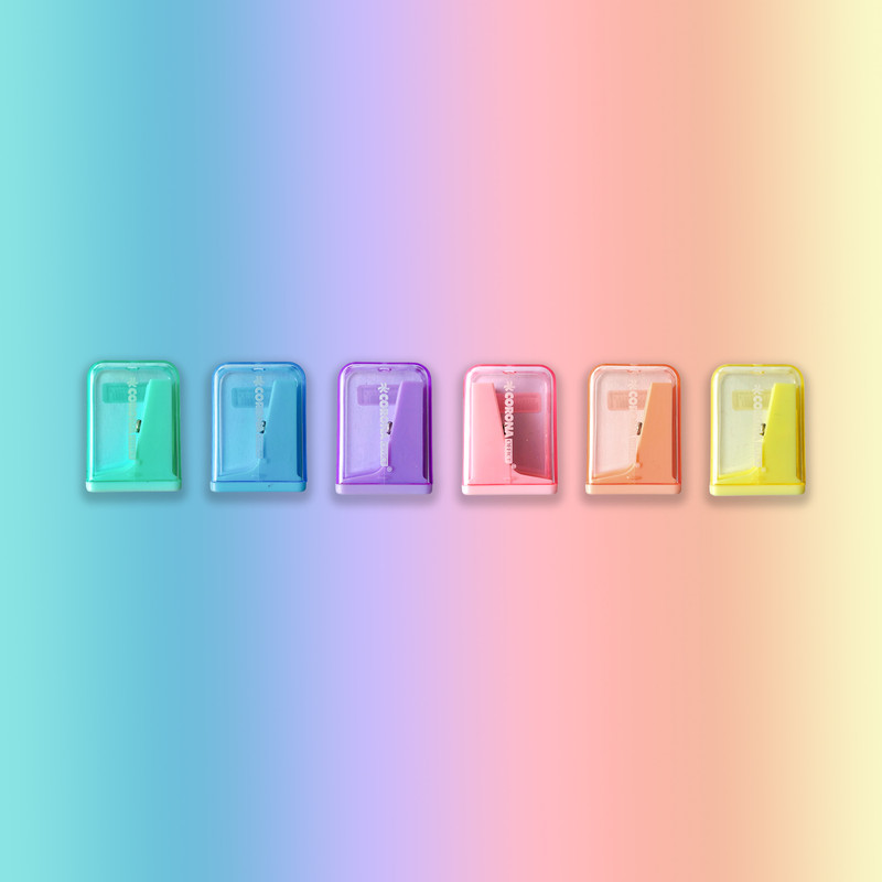 تراش کرونا مدل پاستلی طرح مخزن دار به همراه پاک کن اتودی و مداد بسته 4 عددی