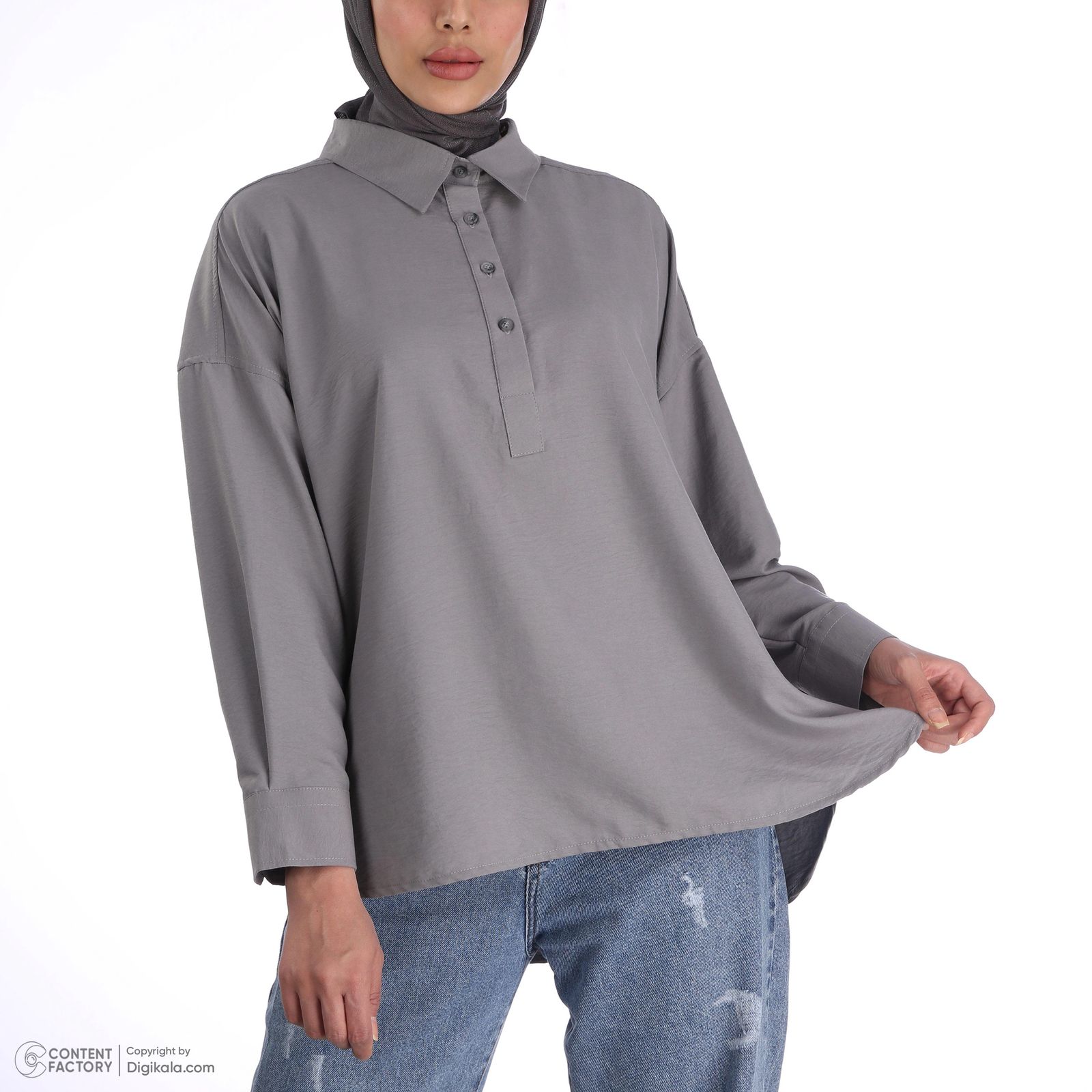 تونیک زنانه ایزی دو مدل ژینا رنگ طوسی -  - 10