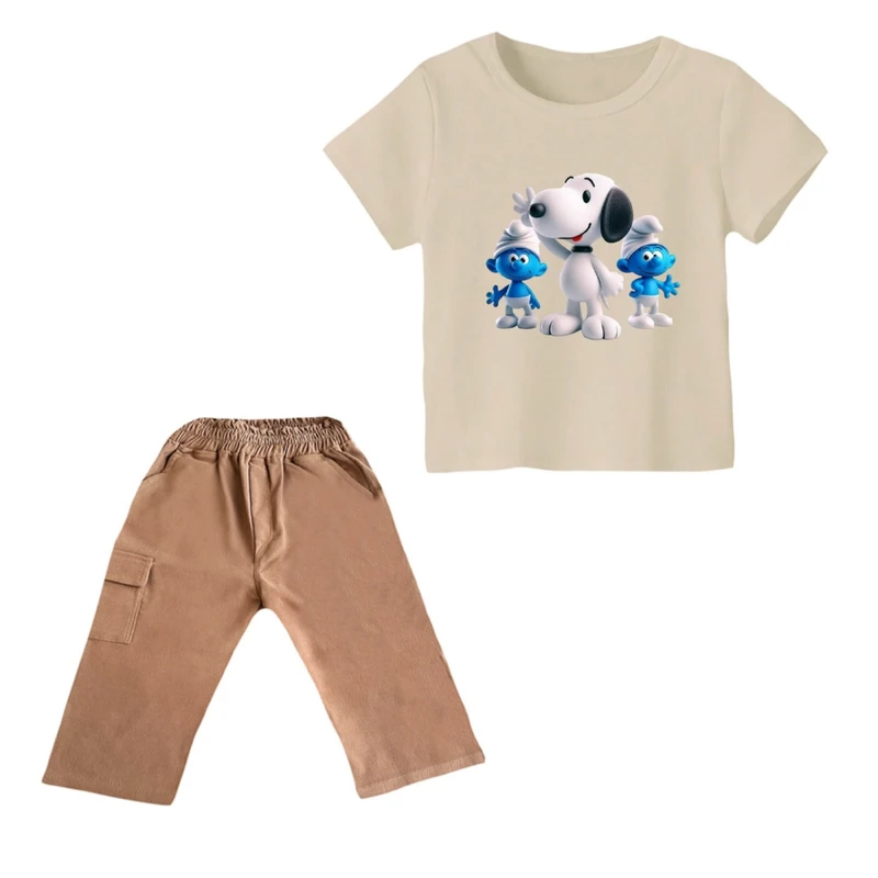 ست تی شرت و شلوارک پسرانه مدل اسنوپی کد ۵۷