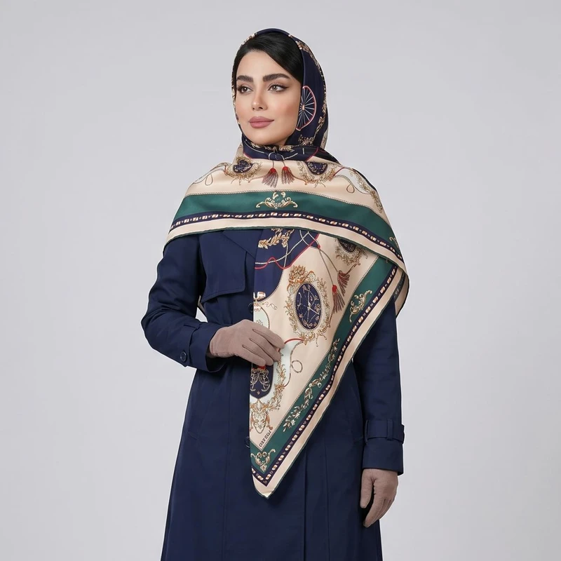 روسری زنانه آنالیا مدل ابریشم توییل بهاره کد 9802