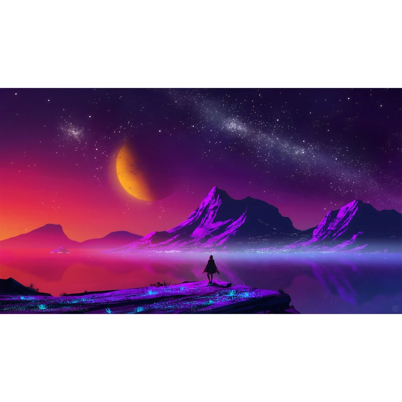 تابلو شاسی مدل نقاشی غروب آفتاب و کوه T6552