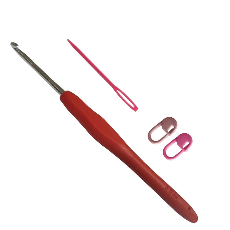 قلاب بافتنی مدل ZHL-S-3.0mm به همراه سنجاق نشانه گذار بافتنی و سوزن دوخت کاموا مجموعه 4عددی