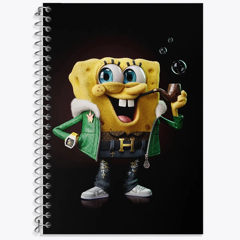 دفتر زبان 50 برگ خندالو مدل سه خط طرح باب اسفنجی و پاتریک کد F475