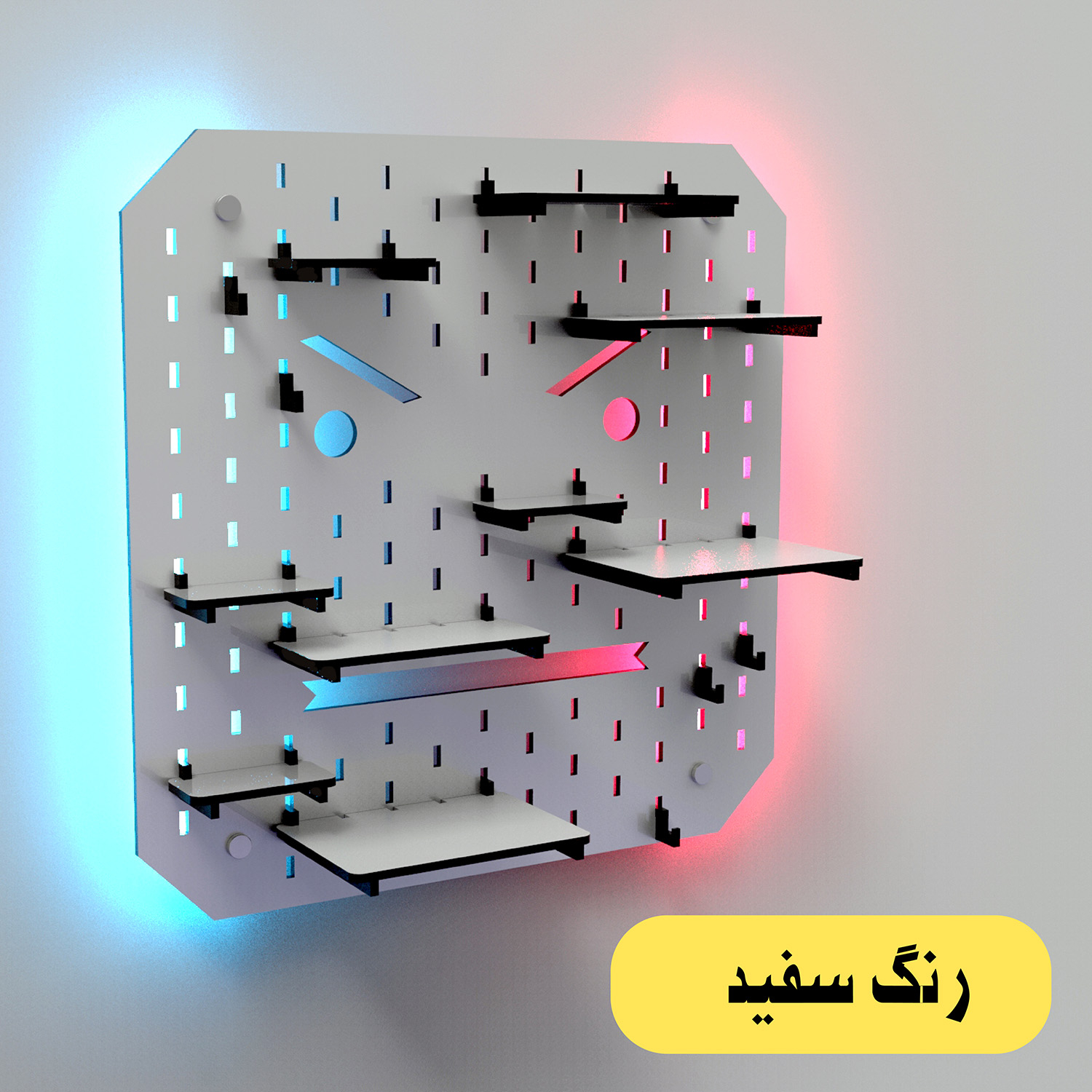 شلف ديواري فانتنو مدل پگ بورد سامورايی لايت دار