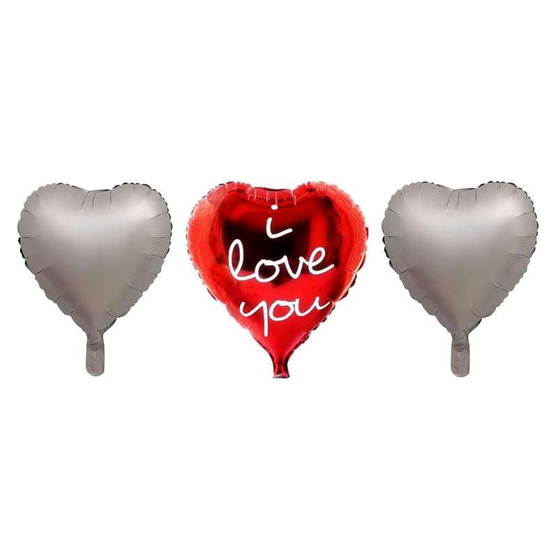 بادکنک فویلی طرح قلب مدل LOVE مجموعه سه عددی