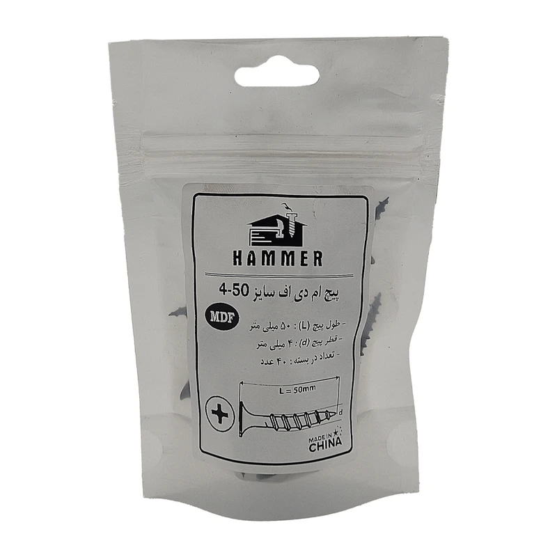 پیچ ام دی اف هامر مدل 4x50mm بسته 40 عددی