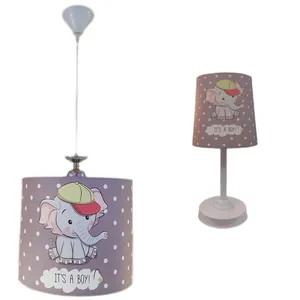 چراغ رومیز کودک طرح فیل پسر به همراه چراغ آویز