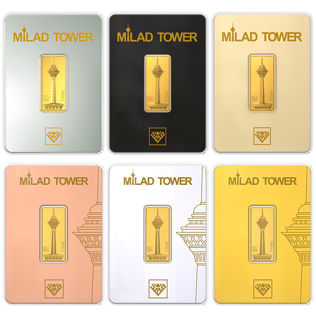 شمش طلا 24 عیار طلای محمد مدل برج میلاد کد C مجموعه 6 عددی -  - 1