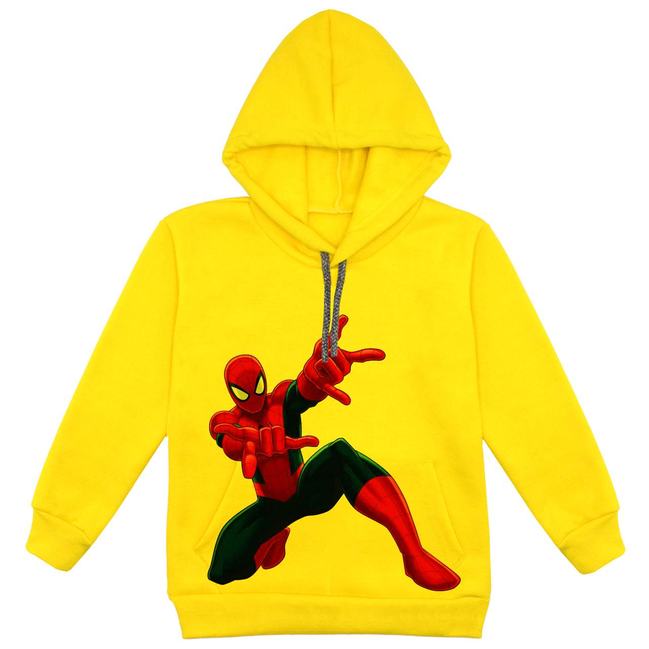هودی پسرانه مدل مرد عنکبوتی F02 رنگ زرد