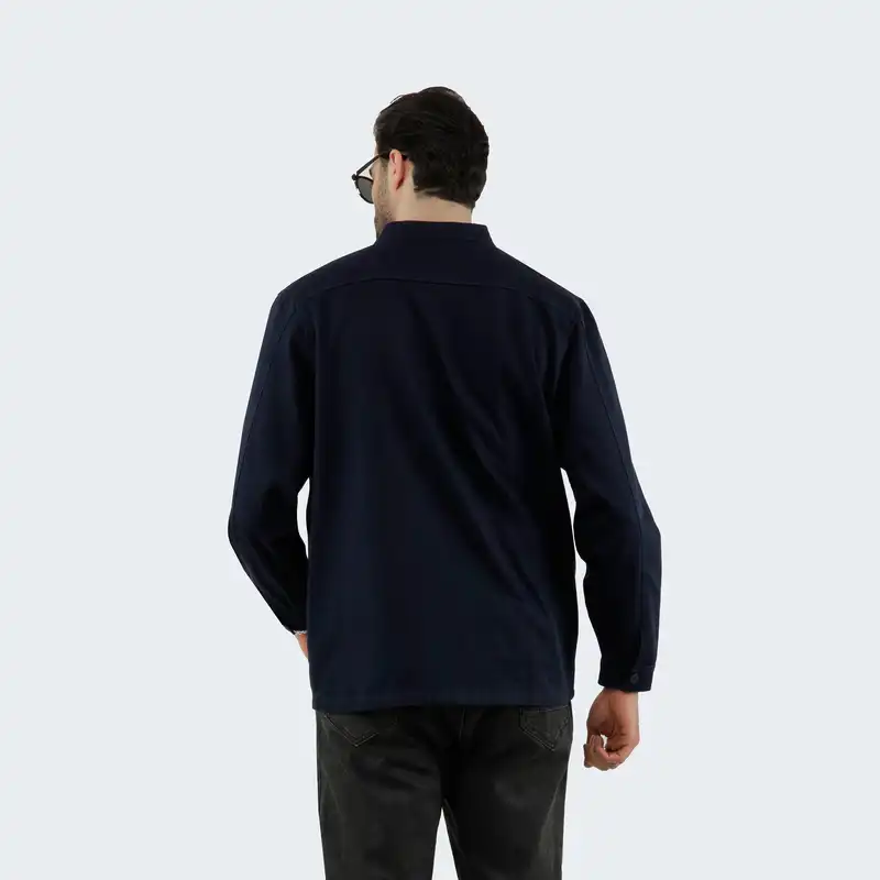 کت مردانه پاتن جامه مدل کتان 4112210202195539 سرمه ای