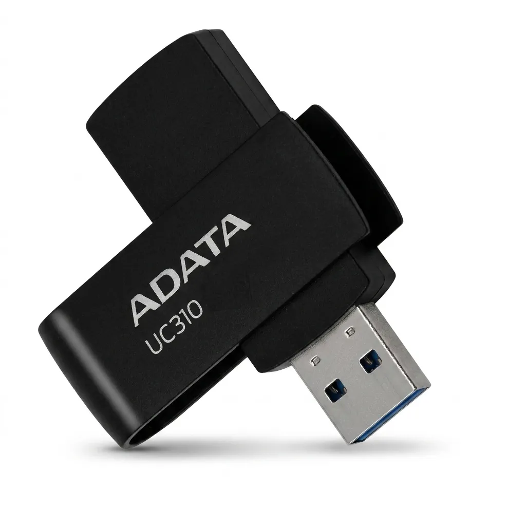 فلش مموری ای دیتا مدل UC310 ظرفیت 64 گیگابایت با رابط USB 3.2 Gen1، طراحی چرخشی، سازگار با ویندوز، مک، لینوکس، بدون نیاز به نصب درایور و مناسب استفاده در کامپیوتر، لپ‌تاپ، گوشی و تلویزیون
