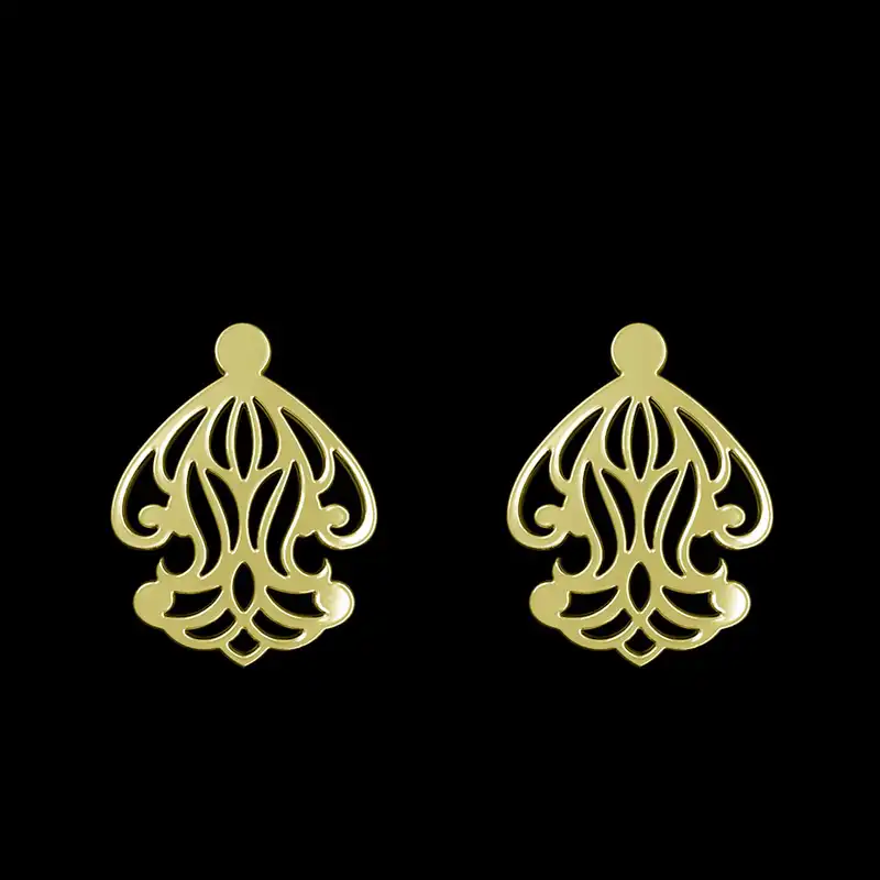 گوشواره طلا 18 عیار زنانه مدوپد مدل هندسی کد GA1-15197