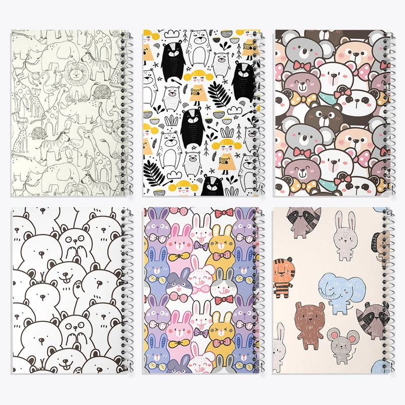 دفتر نقاشی 50 برگ خندالو طرح پترن حیوانات کیوت کد 190 مجموعه 6 عددی