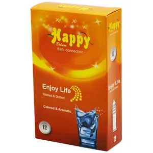 کاندوم هپی مدل معطر و رنگی بسته 12 عددی