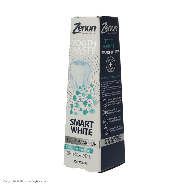 خمیر دندان سفید کننده زنون مدل smart white حجم 100 میلی لیتر