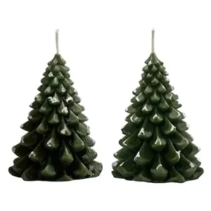 شمع دست ساز مدل درخت کاج مجموعه دو عددی