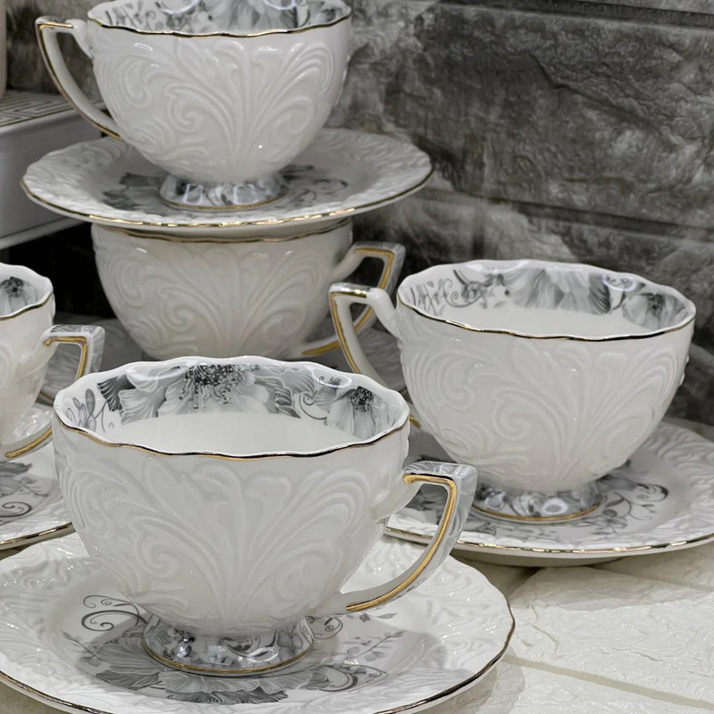 سرویس چای خوری 12 پارچه 6 نفره شاهین مدل dantella e